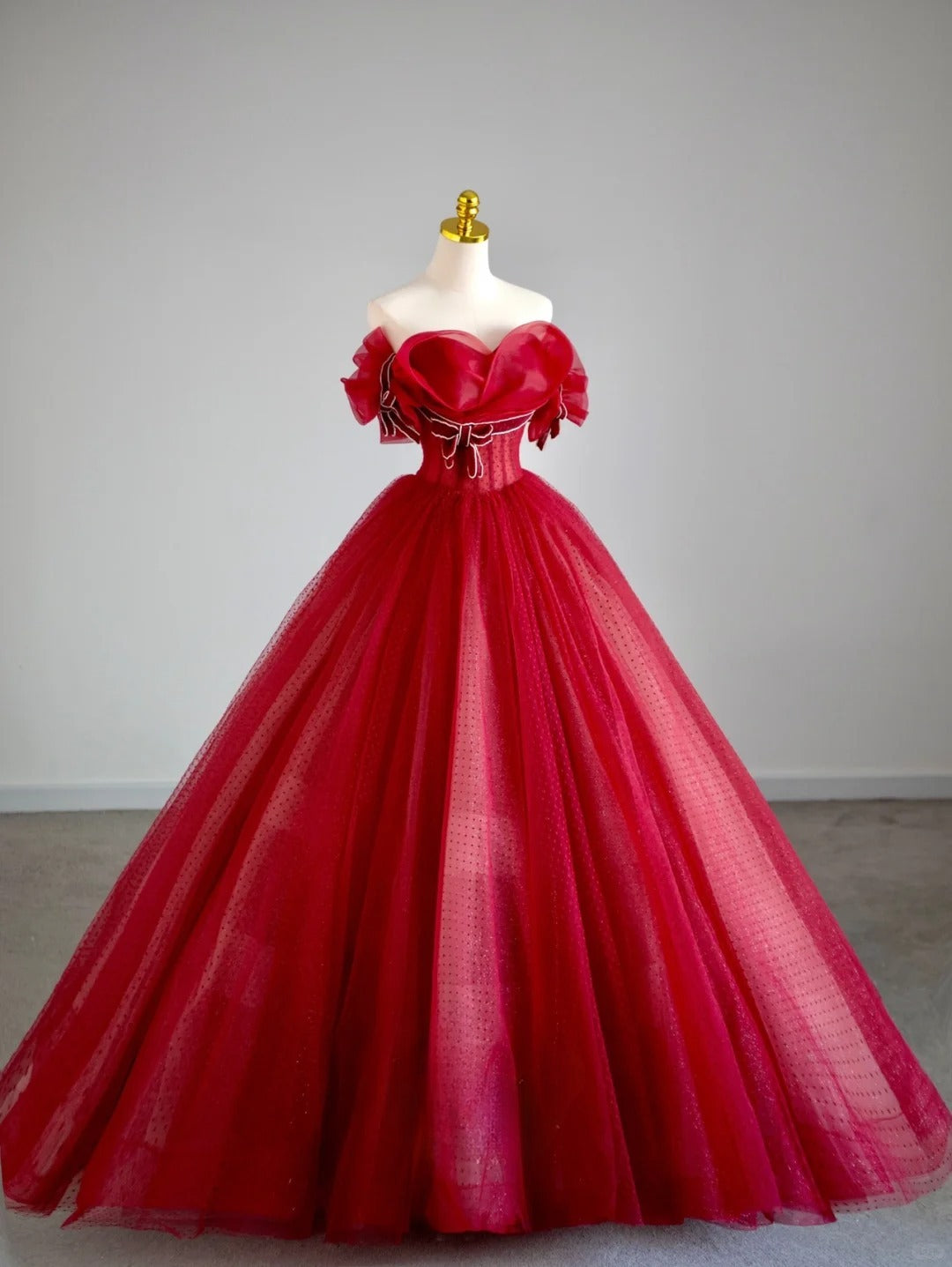 Ball Gown Off The Shoulder Red With Sleeves Prom Dresses Long Evening Party Formal Outfits RB6659