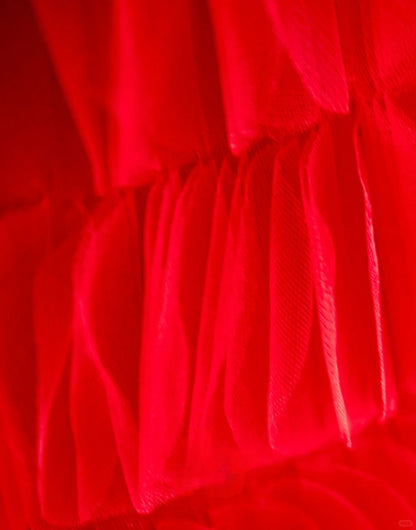 Pretty Ball Gown Spaghetti Strap Red Tulle Prom Dresses Long Evening Party Formal Outfits RB6660