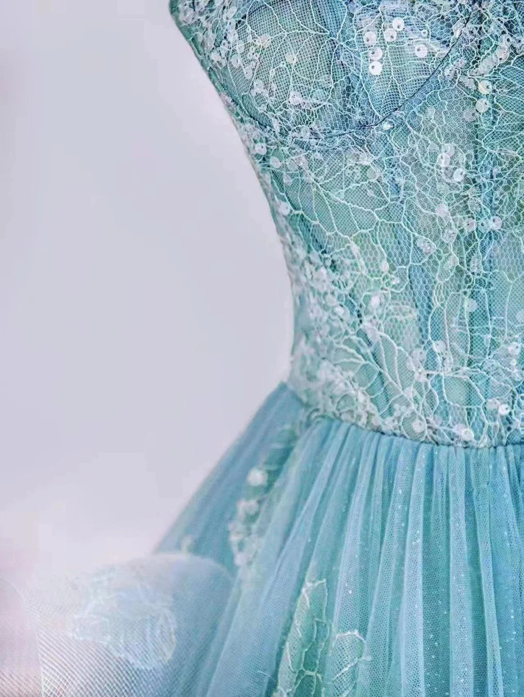 Pretty Ball Gown Sweetheart Blue Tulle Prom Dresses Long Evening Party Formal Outfits RB6664