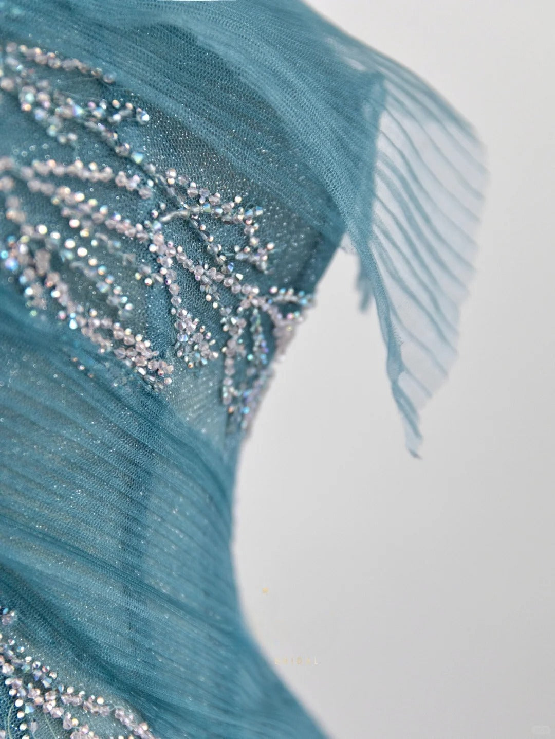 Pretty Ball Gown Spaghetti Strap Blue Tulle Prom Dresses Long Evening Party Formal Outfits RB6661