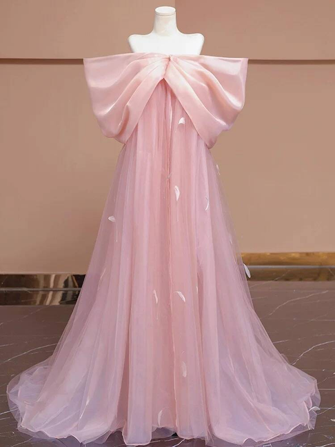 Classy Ball Gown Off The Shoulder Pink Long Prom Dresses Party Dress 22th Birthday Outfits Graduation Dress AU311