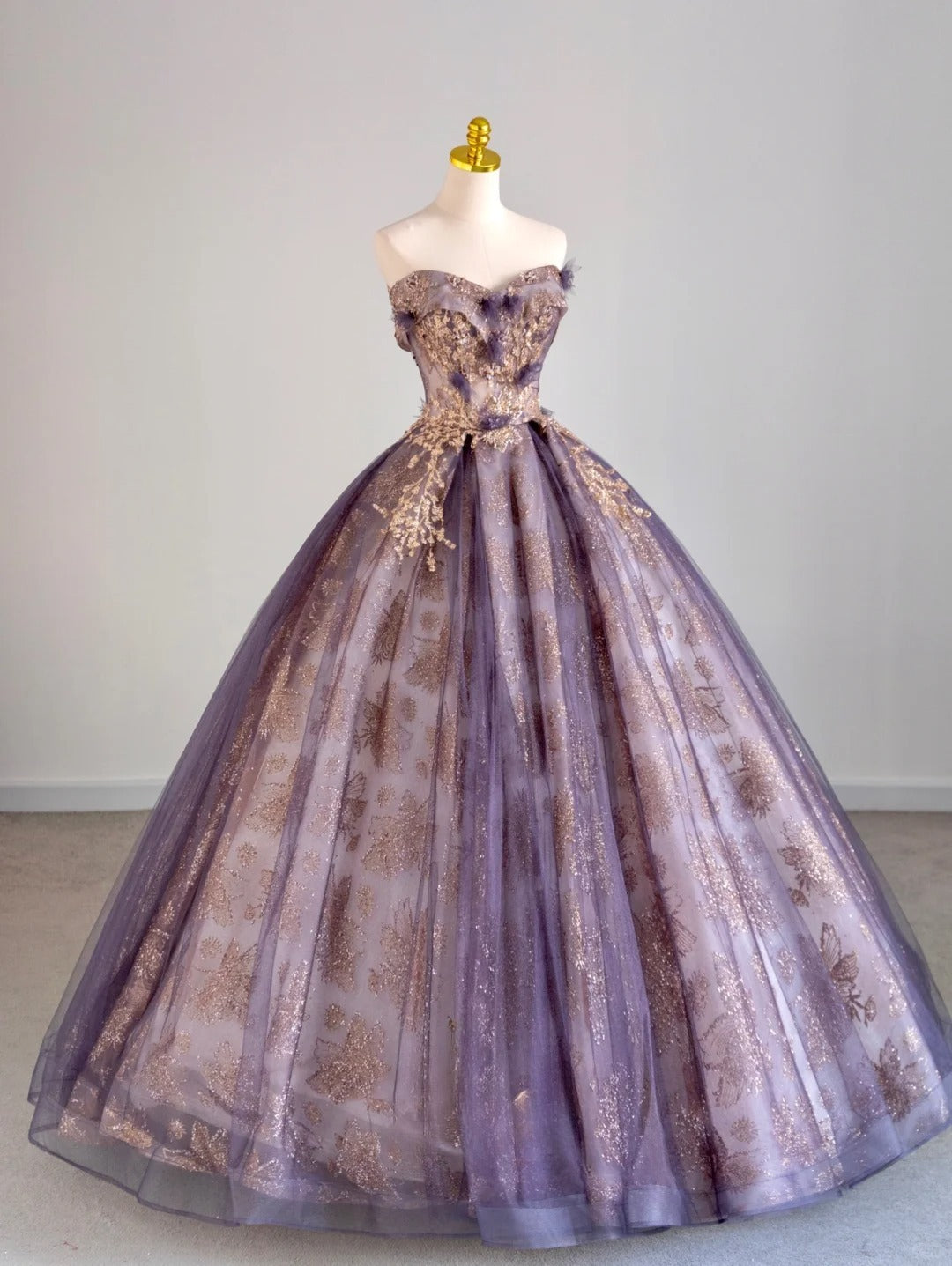 Modest Ball Gown Sweetheart Purple Tulle Quinceañera Dress Moda 2000 Long 15 Quinceanera Dresses Ideas Sweet 16 Outfits RB6665
