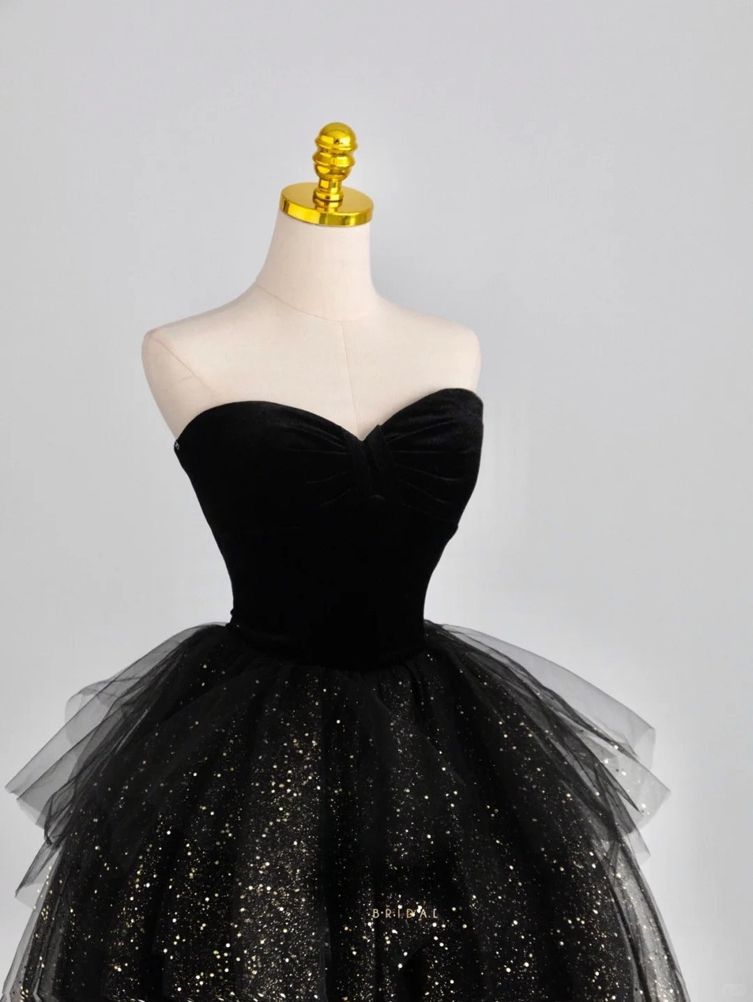 Cute Ball Gown Sweetheart Black Tulle With Sleeves Prom Dresses Long Evening Party Formal Outfits RB6666