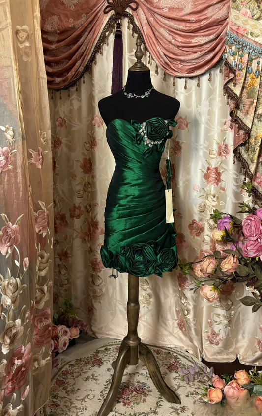 Sexy Sheath Sweetheart Dark Green Satin Short 16th Birthday Dress Homecoming Dresses Cocktail Gown AU320