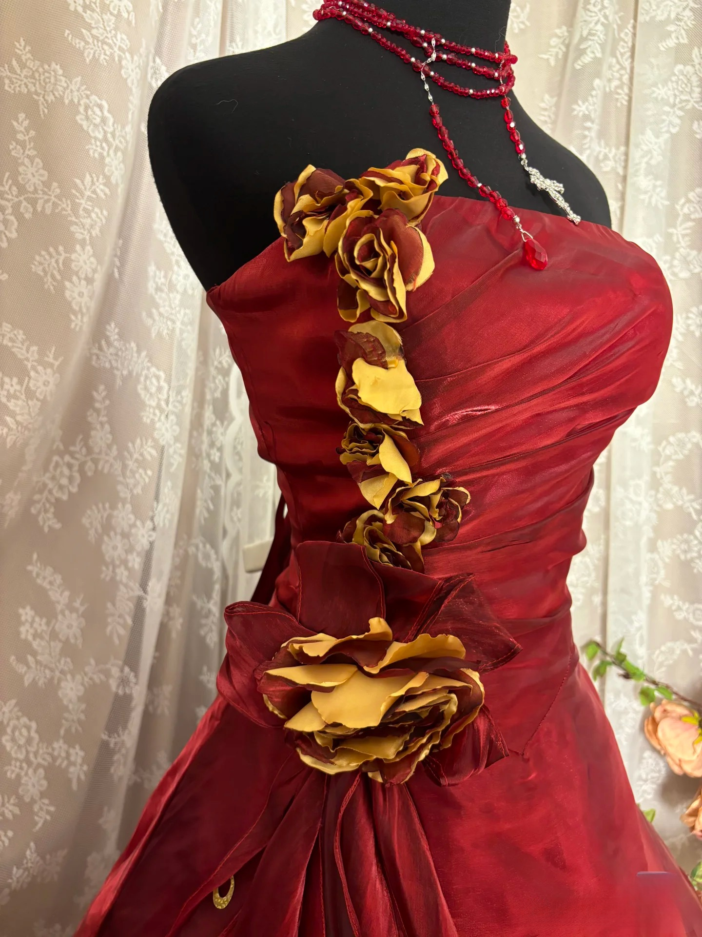 Princess Ball Gown Strapless Burgundy Dark Red With Ruffles Ruched Long Aesthetic Quinceanera Dresses Sweet 15 16 Birthday Gown AU339