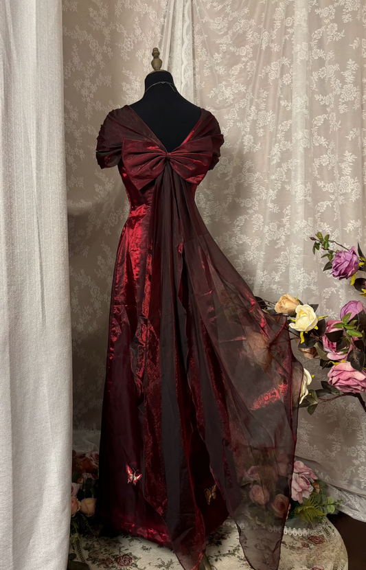 Vintage Prom Dress Outfit A line Sweetheart Burgundy Dark Red Long 90s Prom Dresses Formal Evening Gowns AU348