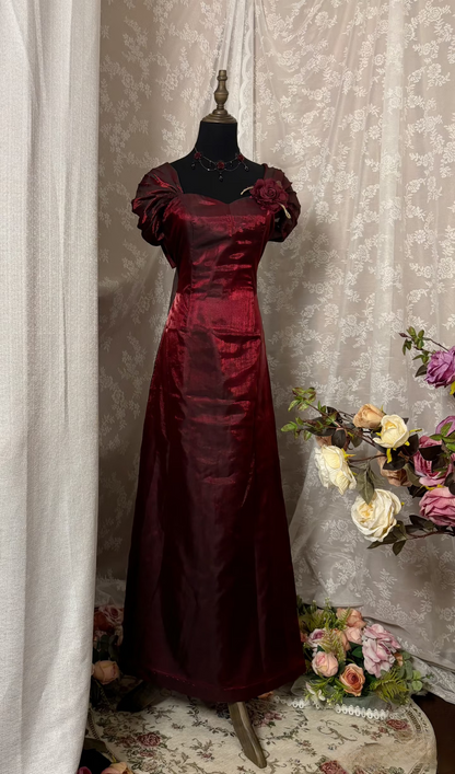 Vintage Prom Dress Outfit A line Sweetheart Burgundy Dark Red Long 90s Prom Dresses Formal Evening Gowns AU348