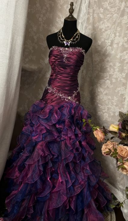 Vintage Prom Dress Outfit Mermaid Strapless Dark Purple Ruched Long 90s Prom Dresses Formal Evening Gown A350