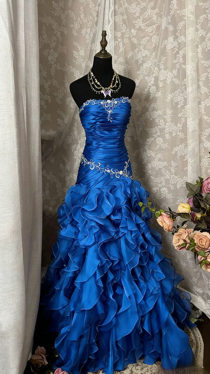 Vintage Prom Dress Outfit Mermaid Strapless Dark Purple Ruched Long 90s Prom Dresses Formal Evening Gown A350