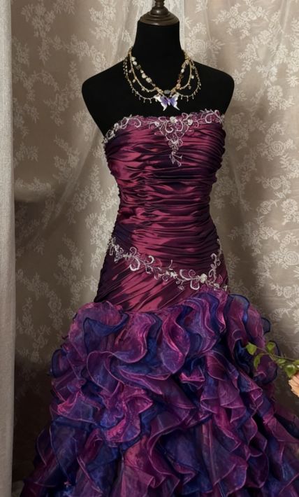 Vintage Prom Dress Outfit Mermaid Strapless Dark Purple Ruched Long 90s Prom Dresses Formal Evening Gown A350