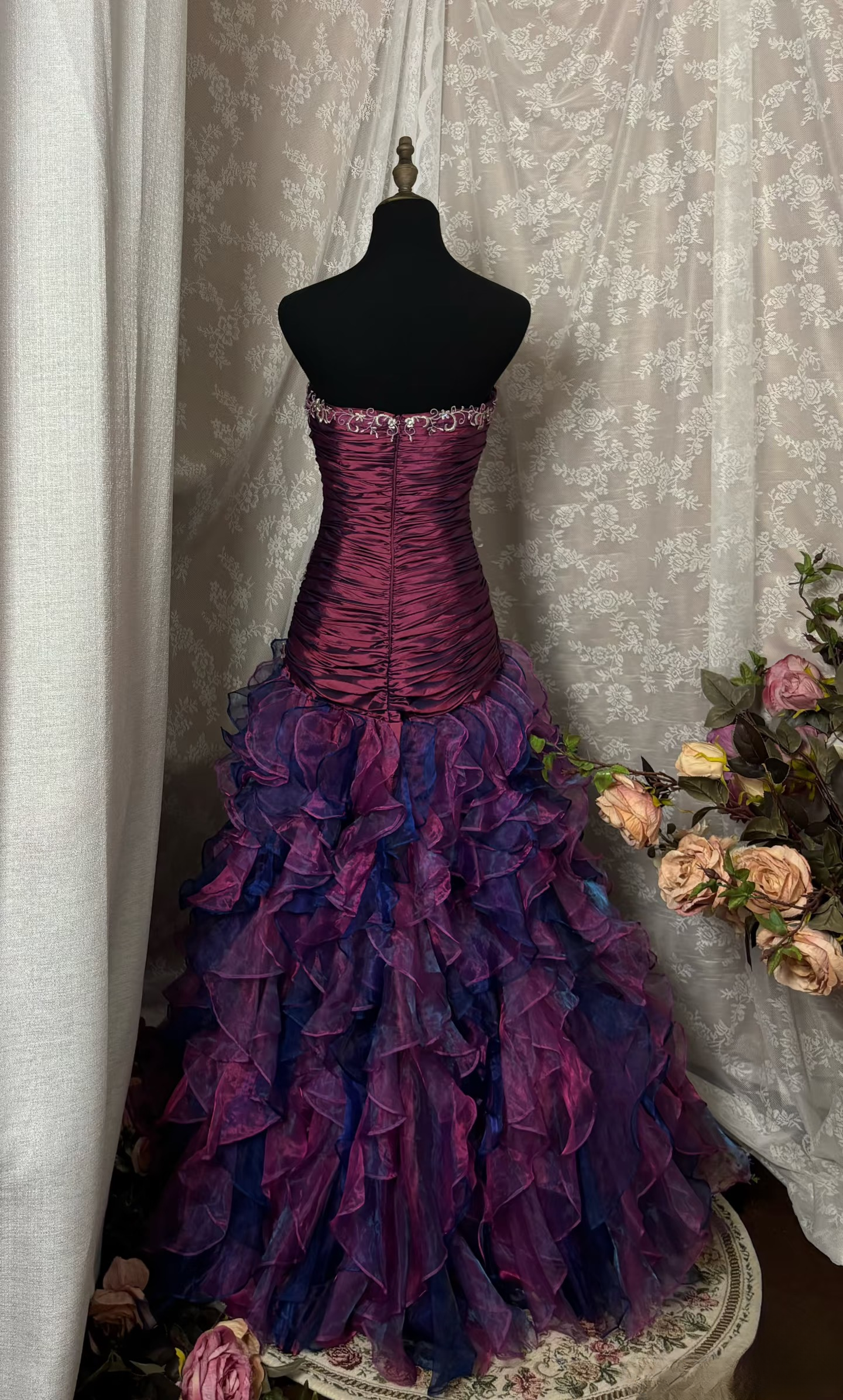Vintage Prom Dress Outfit Mermaid Strapless Dark Purple Ruched Long 90s Prom Dresses Formal Evening Gowns AU350