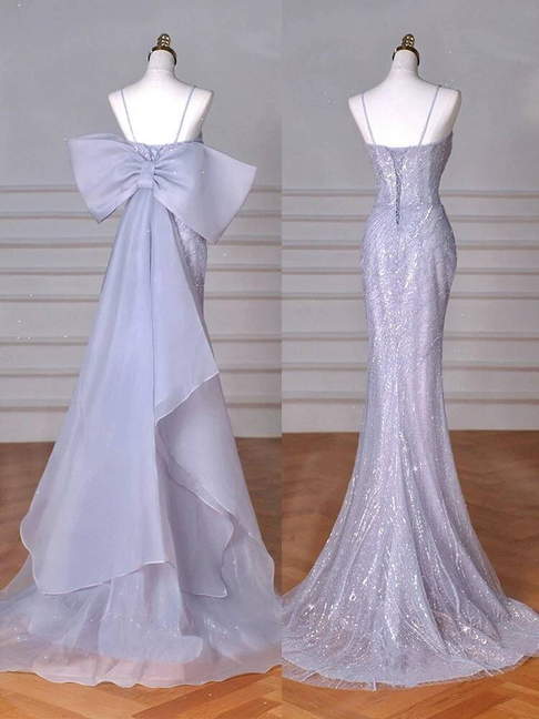Sexy Mermaid Spaghetti Straps Lilac Sequin Prom Dresses Party Dress 21st Birthday Outfits Graduation Dress AU372