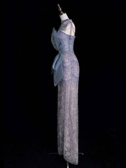 Sexy Mermaid Strapless Sequin Long Prom Dress Inspiration Party Formal Gown Prom Dresses AU376