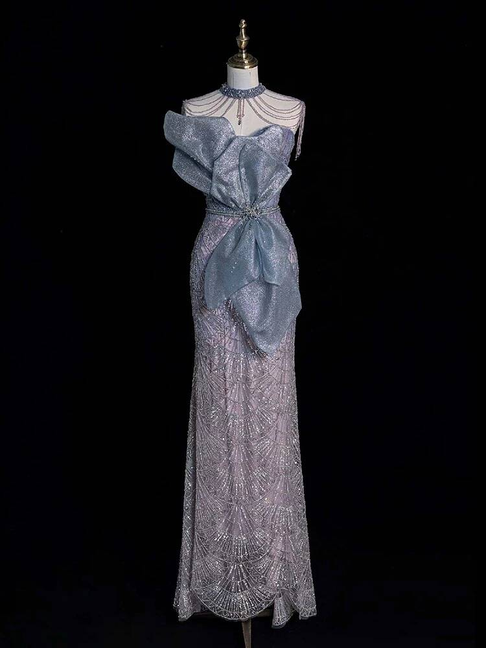 Sexy Mermaid Strapless Sequin Long Prom Dress Inspiration Party Formal Gown Prom Dresses AU376