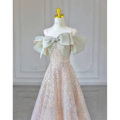 Beautiful A line Off The Shoulder Long Sequin Prom Dresses Party Dress 16th Birthday Outfits Graduation Dress AU379