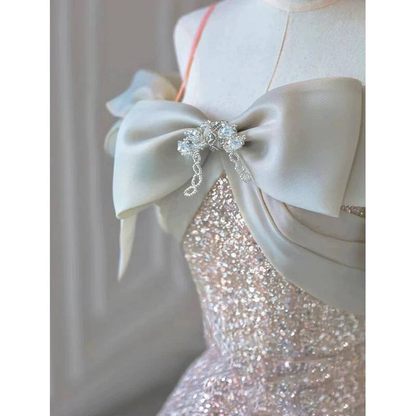 Beautiful A line Off The Shoulder Long Sequin Prom Dresses Party Dress 16th Birthday Outfits Graduation Dress AU379