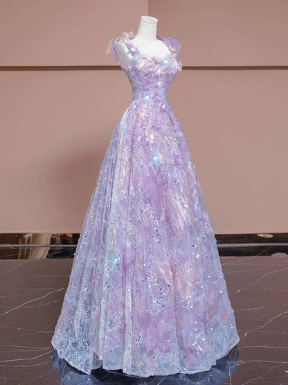 Beautiful A line Spaghetti Straps Pink Floral Sequin Prom Dresses Party Dress 17th Birthday Outfits Graduation Dress AU380