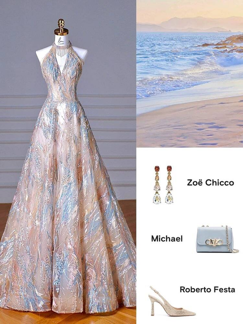 Beautiful Ball Gown High Neck Long Sequin Prom Dresses Party Dress 16th Birthday Outfits Graduation Dress AU381