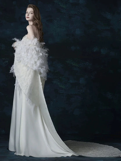 Sexy Mermaid Sweetheart With Silver Beads Gem Long Summer Bride Dress Long Bride Dress Classy Wedding Dresses AU383