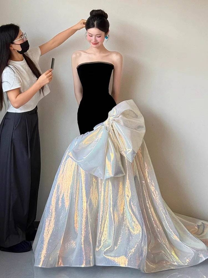 Timeless Mermaid Strapless Black Prom Dresses Party Dress Birthday Outfits Graduation Dress AU393