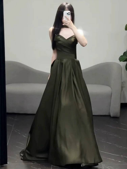 Timeless Mermaid Sweetheart Olive Green Satin Prom Dresses Party Dress 18th Birthday Outfits Graduation Dress AU398