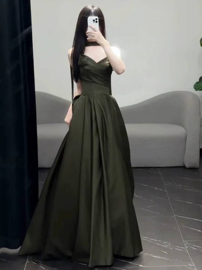 Timeless Mermaid Sweetheart Olive Green Satin Prom Dresses Party Dress 18th Birthday Outfits Graduation Dress AU398