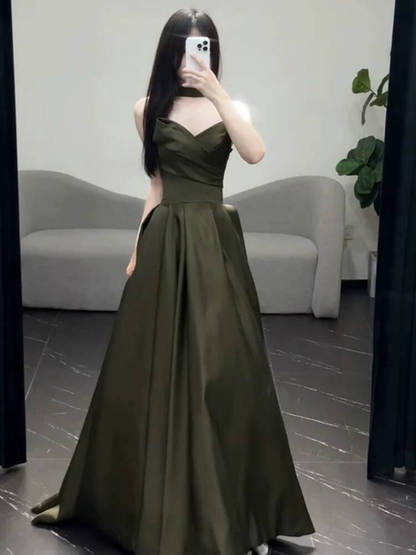 Timeless Mermaid Sweetheart Olive Green Satin Prom Dresses Party Dress 18th Birthday Outfits Graduation Dress AU398