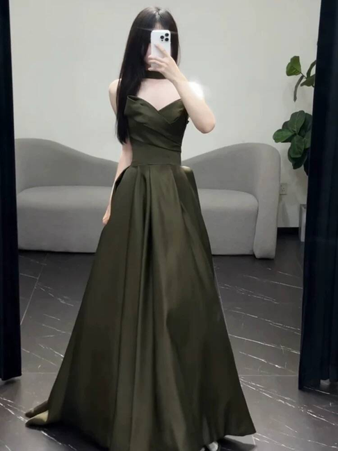 Timeless Mermaid Sweetheart Olive Green Satin Prom Dresses Party Dress 18th Birthday Outfits Graduation Dress AU398