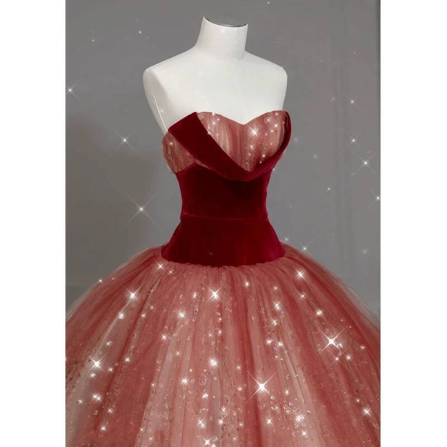 Classy Ball Gown Sweetheart Red Tulle Prom Dresses Party Dress 21st Birthday Outfits Senior Graduation Dress AU415