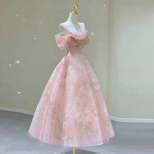 Cute Ball Gown Off The Shoulder Blush Pink Lace Prom Dresses Party Dress 20th Birthday Outfits Graduation Dress AU416