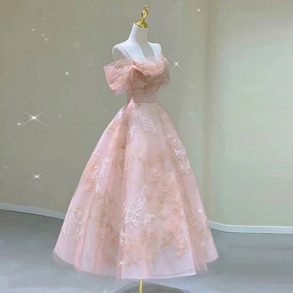 Cute Ball Gown Off The Shoulder Blush Pink Lace Prom Dresses Party Dress 20th Birthday Outfits Graduation Dress AU416