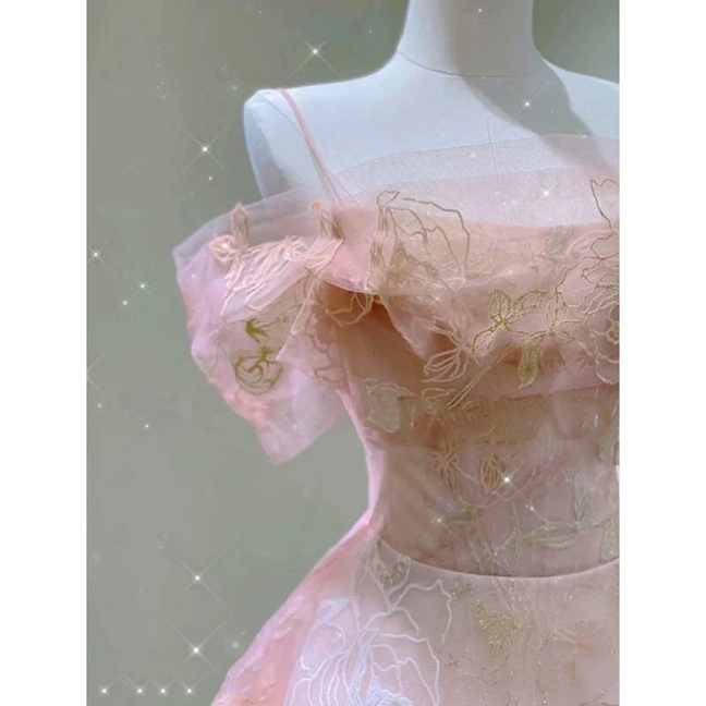 Cute Ball Gown Off The Shoulder Blush Pink Lace Prom Dresses Party Dress 20th Birthday Outfits Graduation Dress AU416