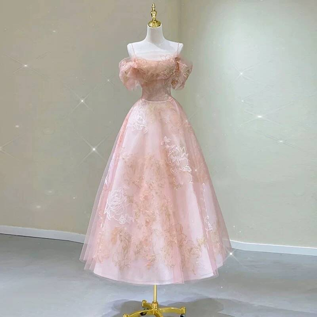 Cute Ball Gown Off The Shoulder Blush Pink Lace Prom Dresses Party Dress 20th Birthday Outfits Graduation Dress AU416