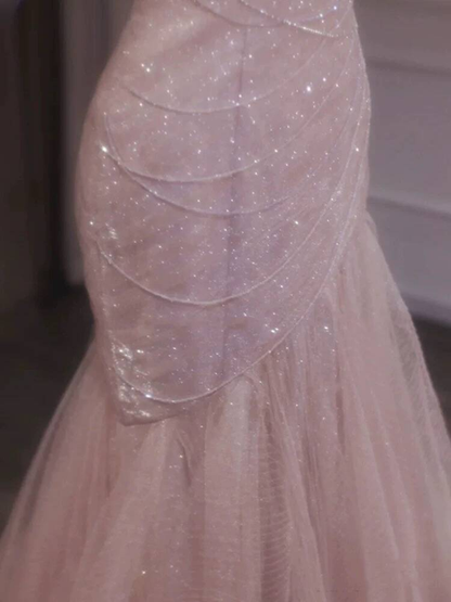 Classy Mermaid Sweetheart Pink Tulle Prom Dresses Party Dress 21st Birthday Outfits Senior Graduation Dress AU417