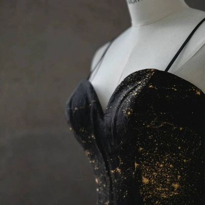 Modest Ball Gown Spaghetti Straps Black Sequin Prom Dresses Party Dress Dance Senior High School Graduation Dress AU427