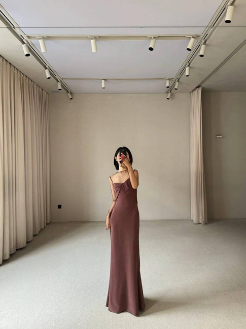 Elegant Mermaid Brown Long Prom Dresses Party Dress 16th Birthday Outfits Senior Graduation Dress AU470