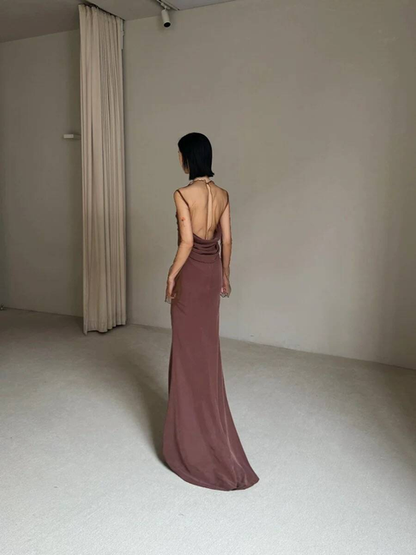 Elegant Mermaid Brown Long Prom Dresses Party Dress 16th Birthday Outfits Senior Graduation Dress AU470