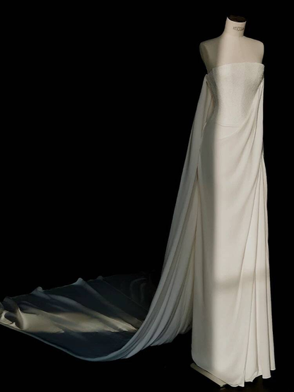 Vintage Sheath Strapless Lace Satin Wedding Dress Bride Gown Fairytale Wedding Dresses AU480