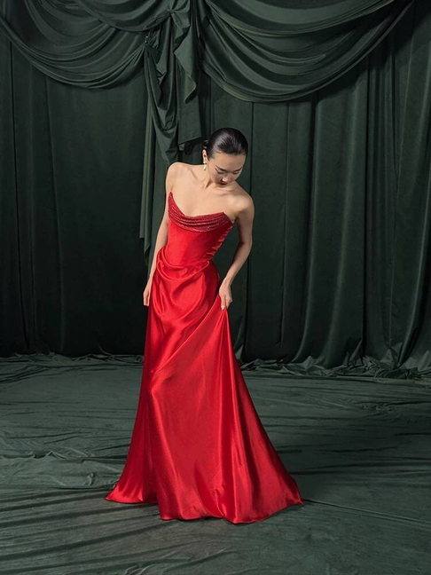 Classy Mermaid Sweetheart Neck Red Satin Long Prom Dresses Inspiration Prom Dress Senior Graduation Dress AU489