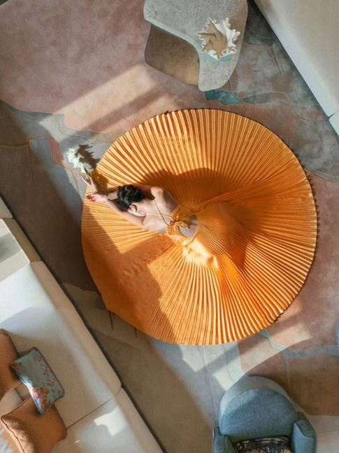 Elegant A Line Spaghetti Straps Orange Backless Satin Prom Dresses Party Dress 16th Birthday Outfits Senior Graduation Dress AU514
