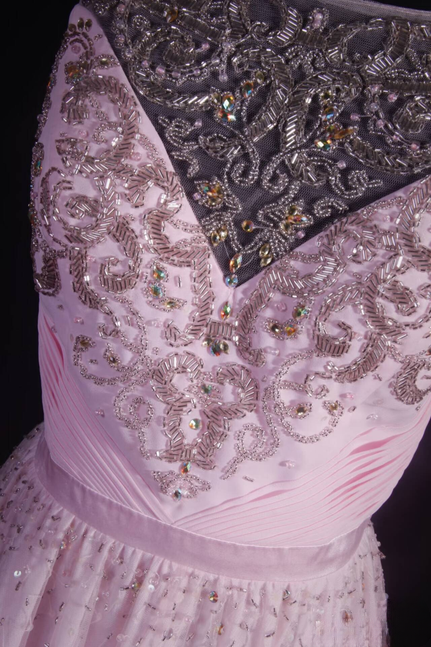 Retro A line Square Neck Tulle Pink Floor Length Prom Dress Inspiration Long Prom Dresses AU524