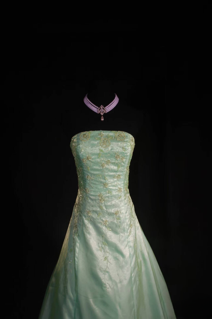 Retro Ball Gown Strapless Mint Green Satin Floor Length Prom Dress Inspiration Long Prom Dresses AU526