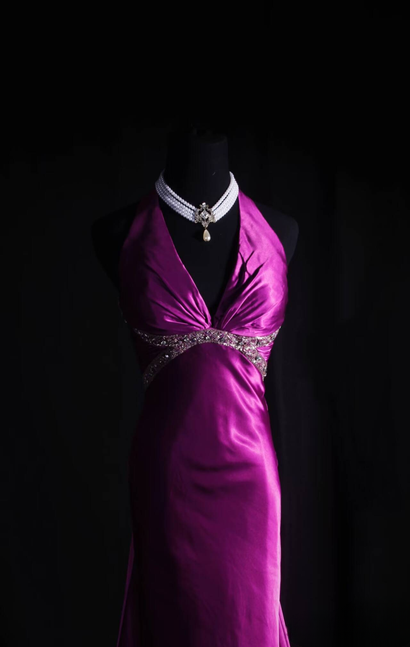Classic Mermaid V Neckline Silver Beads Sequins Grape Satin Backless Long Prom Dress Inspiration Party Senior Dance Prom Dresses AU536