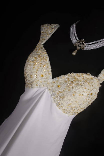 Vintage Prom Dresses 1950s Retro Classy A Line Sweetheart Sleeveless Chiffon White Prom Dresses Party Dress Graduation Dress AU544