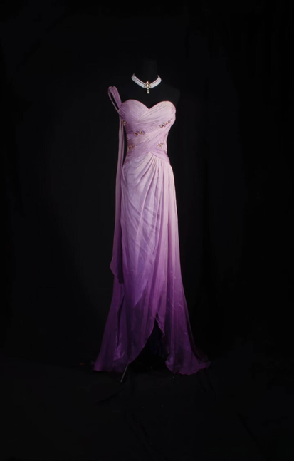 Classic A Line One Shoulder Beads Ombre Lilac Chiffon Long Prom Dress Inspiration Party Senior Dance Prom Dresses AU550