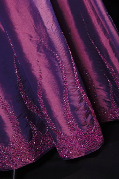 Vintage Prom Dresses 90s Purple Mermaid Strapless Beads Satin Long Party Dress Inspiration Senior Dance Graduation Dresses AU554