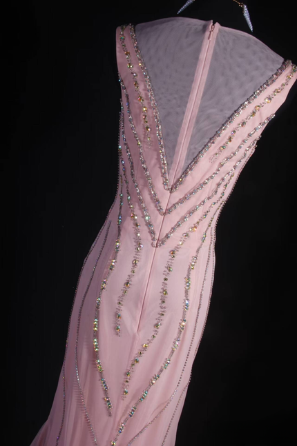Vintage Prom Dresses 1950s Retro Classy Mermaid Bateau Sequin Pink Tulle Party Dress Graduation Dress AU556