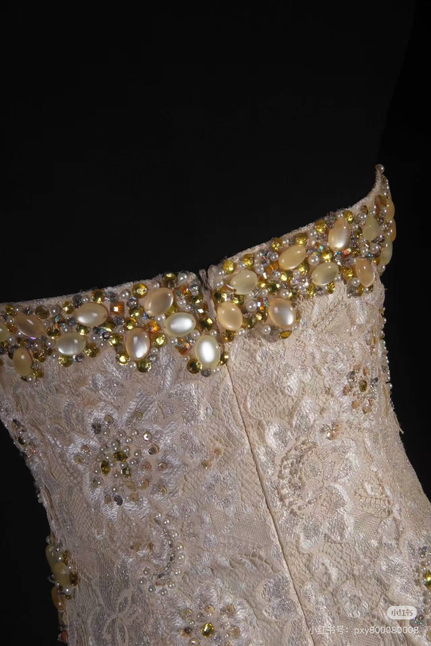 Vintage Prom Dresses 90s Mermaid Sweetheart Lace Gold Beads Long Party Dress Inspiration Senior Dance Graduation Dresses AU560