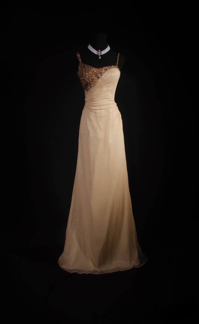 Vintage A line Spaghetti Straps Beads Chiffon Long Prom Dresses Party Dress Princess Graduation Outfits For Women AU564