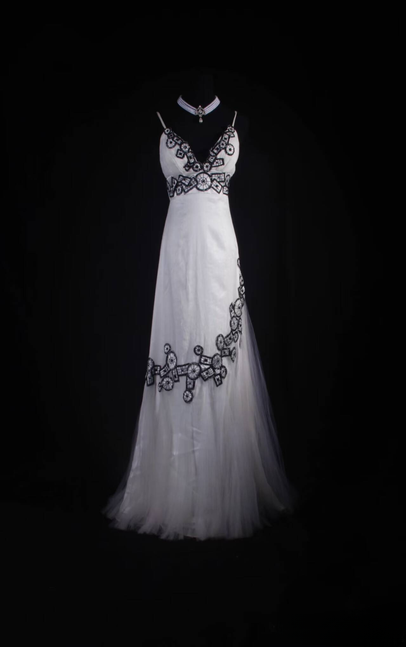 Vintage A line Spaghetti Straps White Tulle Long Prom Dresses Party Dress Princess Graduation Outfits For Women AU566